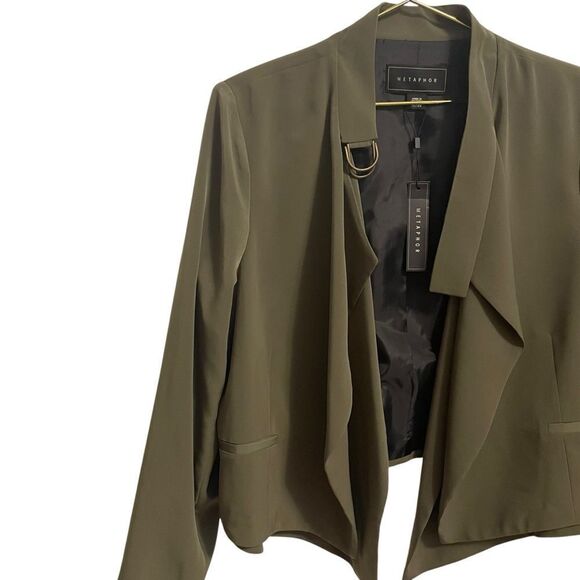 Metaphor Missy Waterfall Open Front Jacket in Olive Night Size XL NWT - Picture 4 of 7
